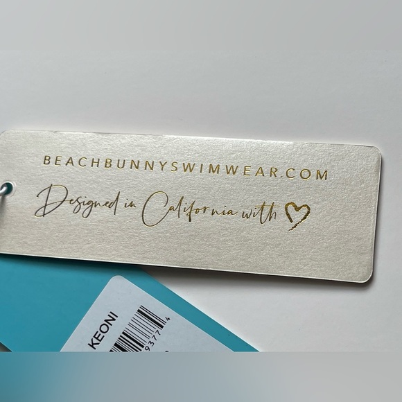 NWT BEACH BUNNY Keoni Crop Top Teal Turquoise w/ Gold Seashell Charms Size Small - Picture 11 of 12